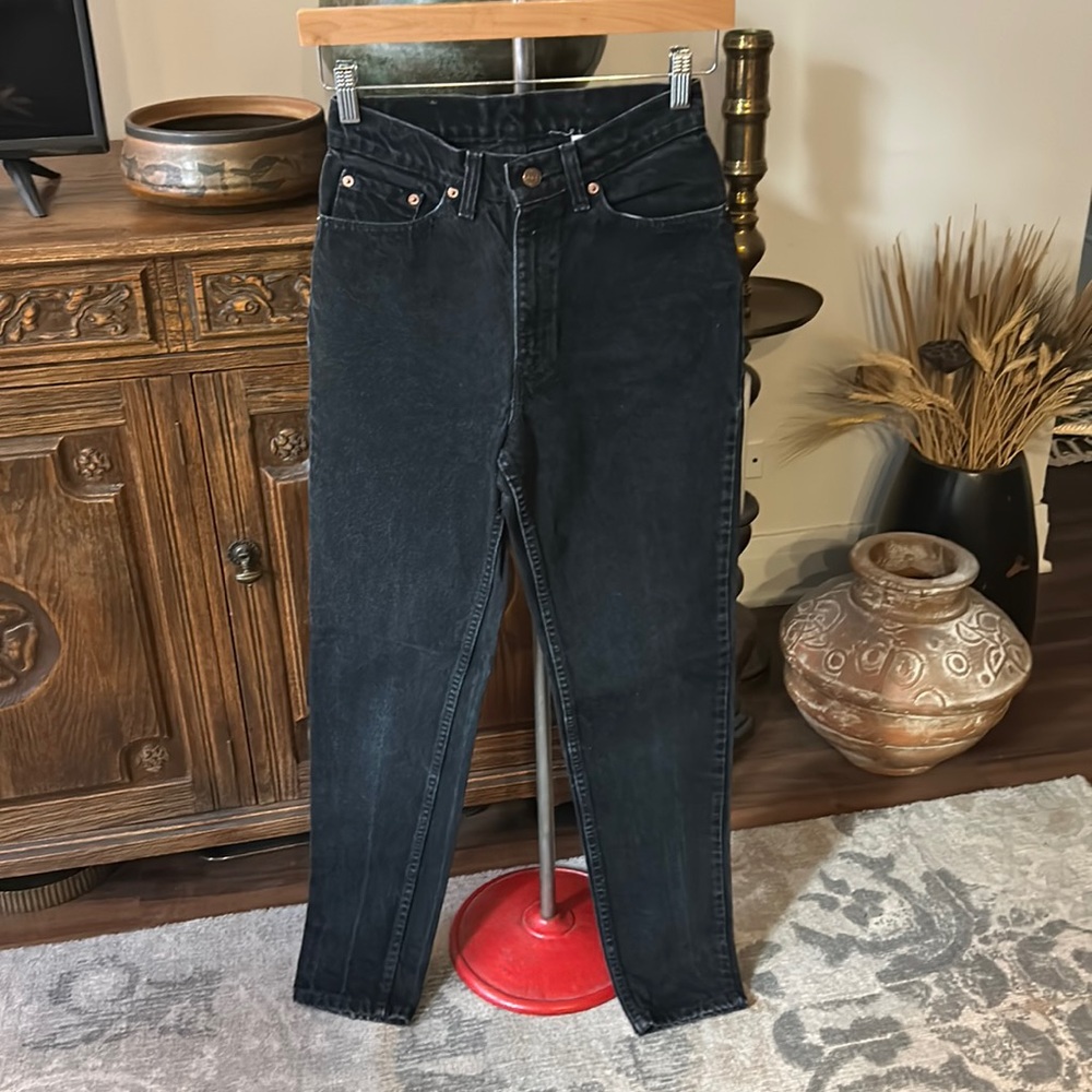 VINTAGE 512 Levi’s Jeans 90s Black Slim Fit Tapered Leg Rigid Denim 100% Cotton